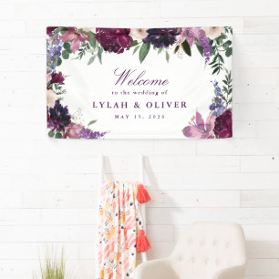 Lush Purple Flowers Welkom Romantic Wedding Spandoek