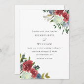 Lush Red Waterverf Floral Bouquet Wedding (Voorkant / Achterkant)