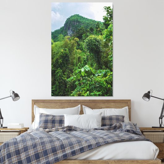 Lush regenwoud en el yunque piek canvas afdruk (Insitu (Slaapkamer))