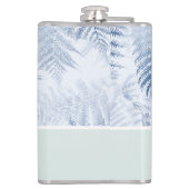 Lush Serene Blue Ferns op groen Heupfles (Achterkant)