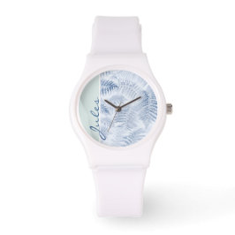 Lush Serene Blue Ferns op groen Horloge