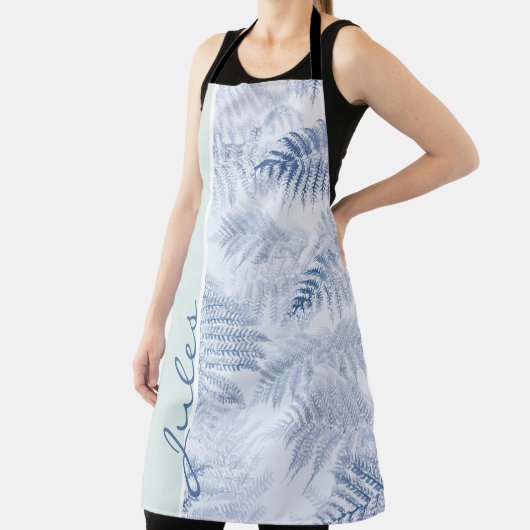 Lush Serene Blue Ferns op groen Schort (Insitu)