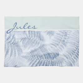 Lush Serene Blue Ferns op groen Theedoek