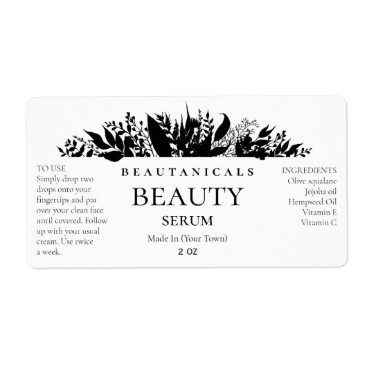 Lush Silhouette Black en White Serum Labels (Voorkant)
