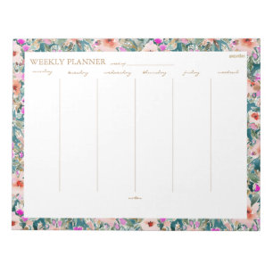 Lush Tropical Floral WEEKLY PLANNER Notitieblok