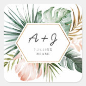 Lush Tropics Favor Square Sticker (Voorkant)