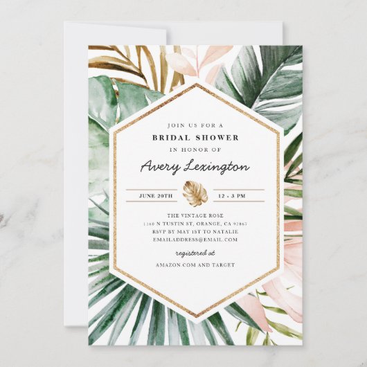 Lush Tropics Invitation à la douche nuptiale (Devant)