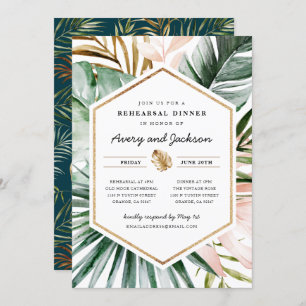 Lush Tropics Rehearsal Dinner Invitation Kaart