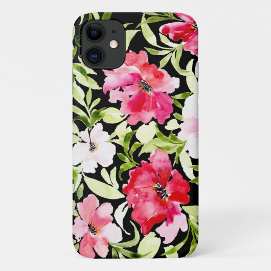 Lush tropische rode roze bloemen bladeren Case-Mate iPhone case (Achterkant)