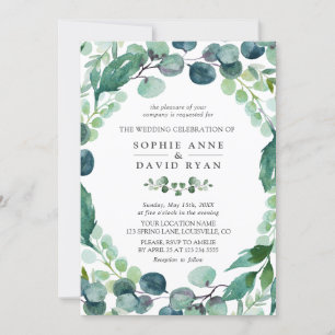 Lush Waterverf Eucalyptus Greenery Wedding Kaart