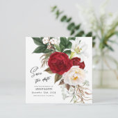 Lush Waterverf Floral Bouquet Monogram Wedding Save The Date (Staand voorkant)