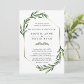 Lush Waterverf Greenery Geometric Wedding Kaart (Staand voorkant)