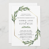 Lush Waterverf Greenery Geometric Wedding Kaart (Voorkant / Achterkant)