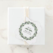Lush Waterverf Olive Branches Wreath Wedding Bedankjes Labels (In situ)