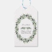 Lush Waterverf Olive Branches Wreath Wedding Cadeaulabel (Voorkant)