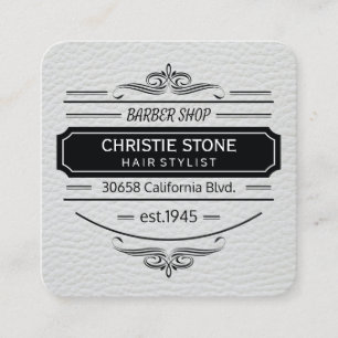 Lush White Leather Print Retro Label Barber