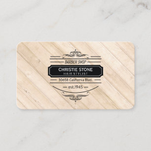 Lush White Leather Wood Trim Retro Label Barber