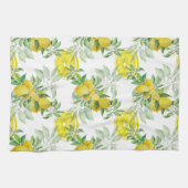 Lush Yellow Lemon en Green Leaves Pattern Theedoek (Horizontaal)