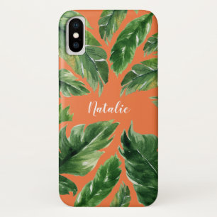 Lushious green tropical leaf modern botanisch iPhone x hoesje