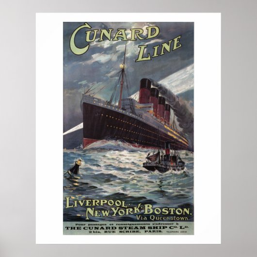 Lusitania - Poster à vapeur de la ligne Vinatge Cu (Devant)