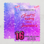 Luster doré portant doux 16 Invitation  (Devant / Derrière)