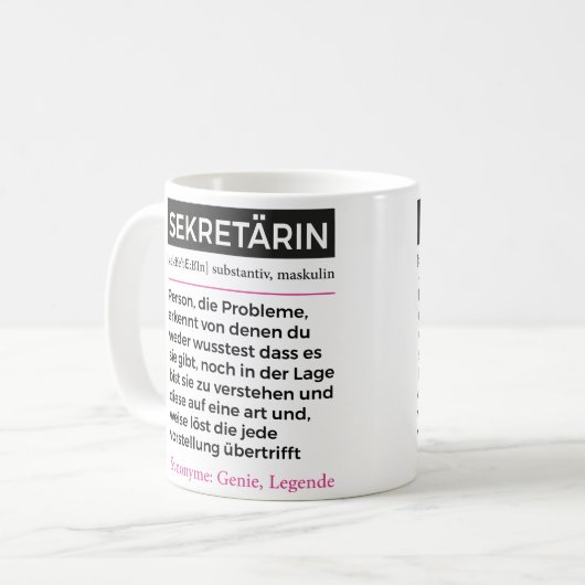 Lustig Sekretärin, Assistenz, Büro Spruch Geschenk Koffiemok (Voorkant links)