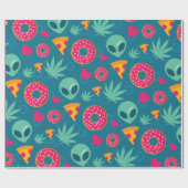 Lustige Alien Hanf Cadeaupapier (Vlak)
