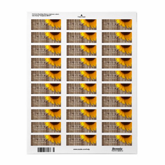 lustige lace - zonnebloem - bruiloft etiket (Full Sheet)