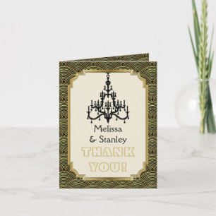 Lustre Art déco noir, Merci mariage or