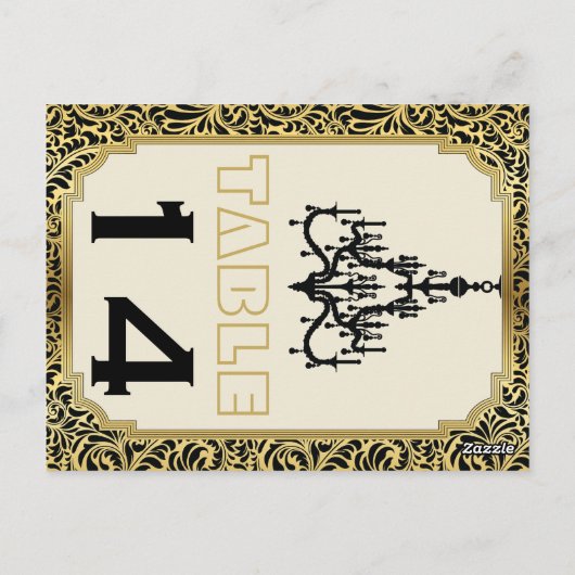 Lustre Art Déco noir, numéro de table or (Dos)