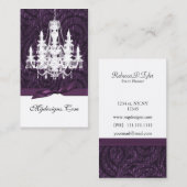 lustre damassé violet Cartes de visite chic (Devant / Derrière)