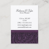 lustre damassé violet Cartes de visite chic (Dos)