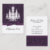 lustre damassé violet Cartes de visite chic (Devant / Derrière)