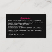 Lustre de cartes de visite de design d'intérieur (Dos)