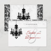 Lustre de Mariage Invitation Noir Blanc Damassé (Devant / Derrière)