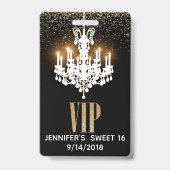 Lustre éclairé Douce 16 Partie VIP Badge (Avant)