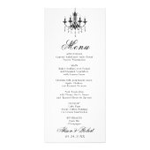 Lustre noir blanc Vieux argent carte menu mariage (Devant)