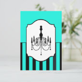 Lustre noir et turquoise rayé carte RSVP (Debout devant)