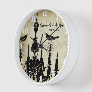 Lustre Personnalisé Jaune Moutarde Horloge Oiseau
