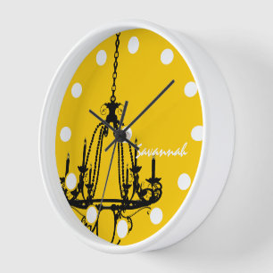 Lustre Personnalisé Jaune Moutarde Horloge Oiseau
