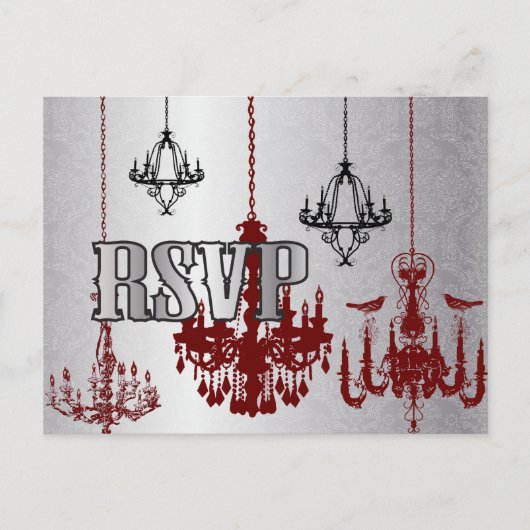 Lustre rouge et noir - Carte RSVP (Devant)