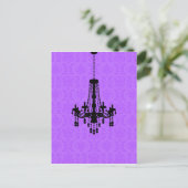 Lustre sur carte postale pourpre damassé (Debout devant)