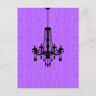 Lustre sur carte postale pourpre damassé