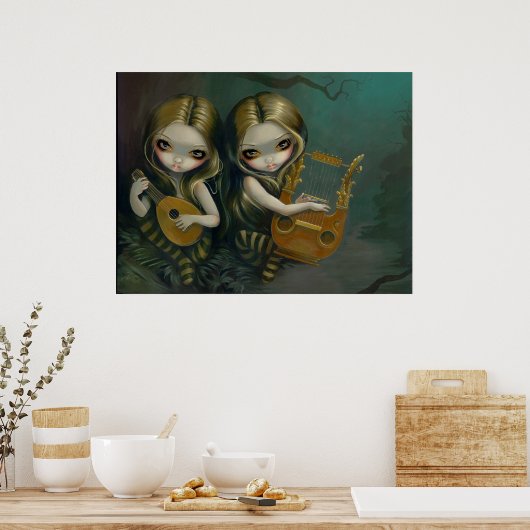 Lute en Lyre gothic fairy nymph Art Print (Keuken)