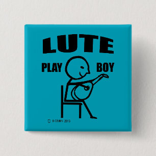 Lute Play Boy Vierkante Button 5,1 Cm