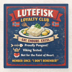 Lutefisk Loyalty Club Noorse Glas Onderzetter