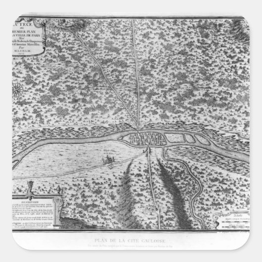 Lutetia of het eerste plan van Parijs Vierkante Sticker (Voorkant)