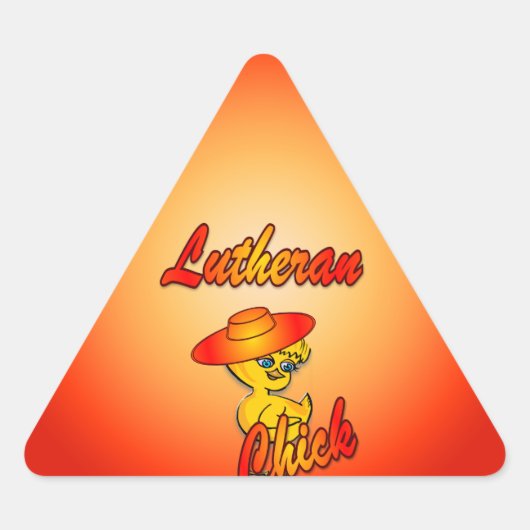 Lutheran Chick #5 Driehoek Sticker (Voorkant)