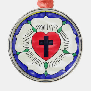 Lutherroos Gebrandschilderd Raam Metalen Ornament