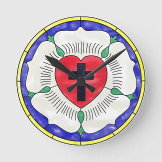 Lutherroos Gebrandschilderde Ronde Wandklok Klok